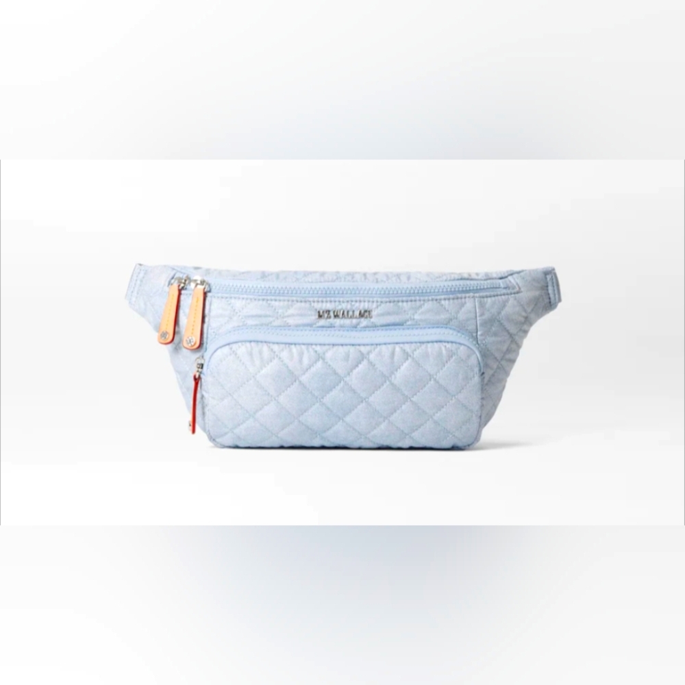 MZ Wallace Light Blue Quilted Crossbody Belt Bag